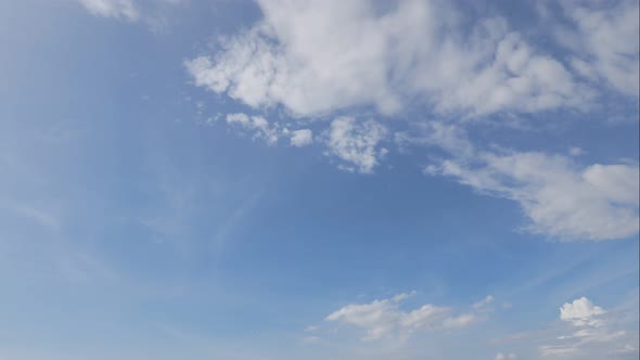 Time lapse of white cloud moving pass around sky background