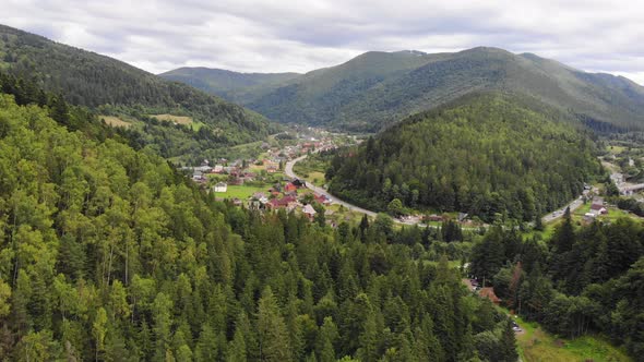 Beautiful Village in the Mountains From a Height