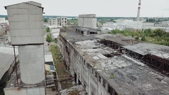 Abandoned Ruined Industrial Factory Building