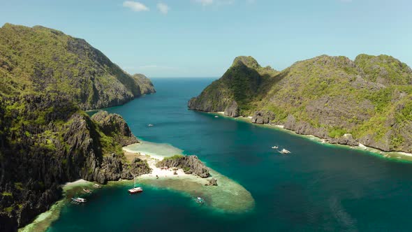 Tropical Seawater Lagoon and Beach Philippines El Nido