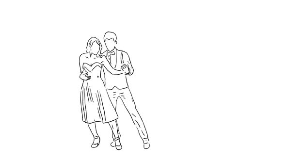 Hand Drawn Dancing Couple on Transparent Background alt