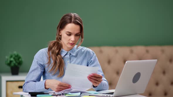 Excited Business Woman Open Envelope Read Paper Letter Celebrating Success