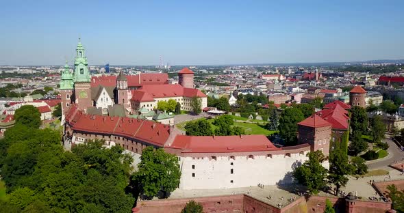 Aerial View of Wawel Castle in Krakow, Poland.