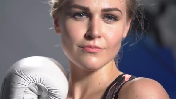 Portrait of a Young Girl Boxer After Workout