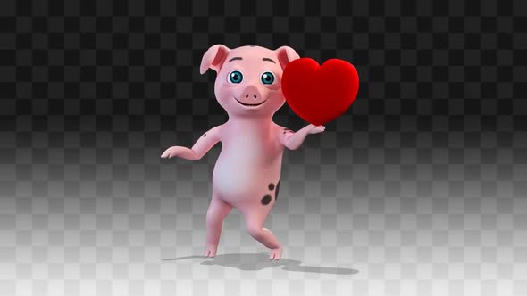 Pig Dancing With A Heart