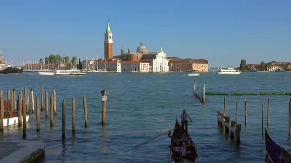 Gondolas Floating on Canal Grande in Venice, Italy