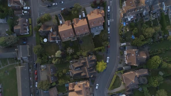 Birds Eye View of English Streets, Houses and Gardens