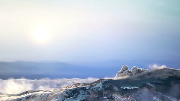 The Eruption Of The Volcano And Rising Smoke