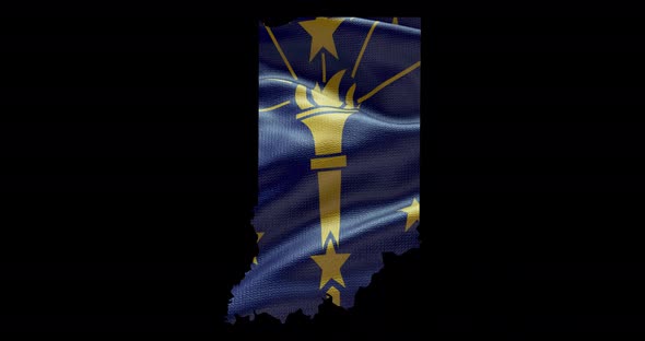 Indiana state flag waving background. Alpha channel