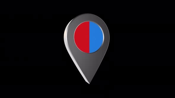 3d Animation Map Navigation Pointer With Flag Of Catania (Italy) With Alpha Channel - 4K