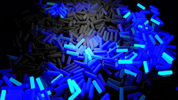 3d Abstract Looped Background with Lot of Gray Rectangles Lay on Plane and Light Up Blue