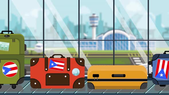 Suitcases with Puerto Rican Flag Stickers