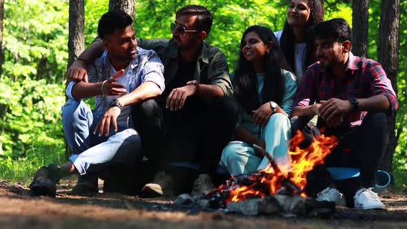 Multiracial Pakistanian Happy Friends at Picnic Camping Park