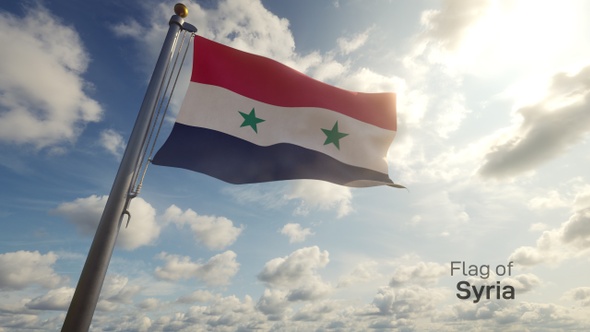 Syria Flag on a Flagpole