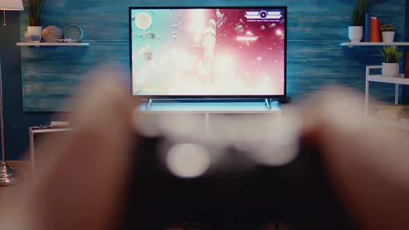 Close Up of TV Used for Gaming Concept at Home