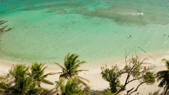 Torpical Island with White Sandy Beach Top View