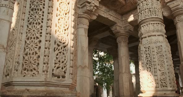 Columns of Beautiful Ranakpur Jain Temple or Chaturmukha Dharana Vihara Mandir in Ranakpur