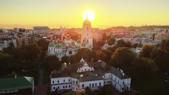 Kyiv. Ukraine. Aerial View : St. Sophia Church in the Morning at Dawn