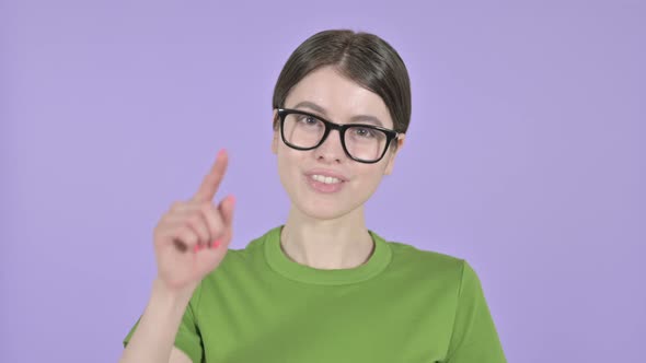Young Woman Inviting with Hand Sign on  Pink Background