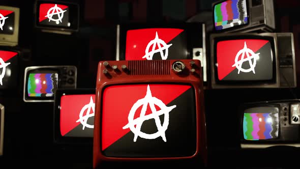 Anarchist Flag and Retro TVs.