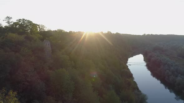 Aerial of a river on a sunny day