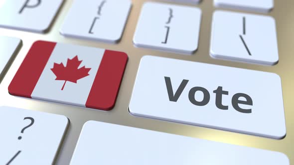 VOTE Text and Flag of Canada on the Buttons of Keyboard