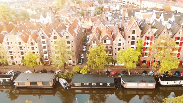 Aerial view of Amsterdam Canals