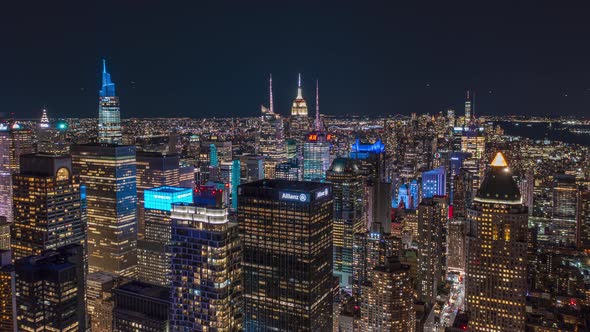 Aerial Night City Hyperlapse