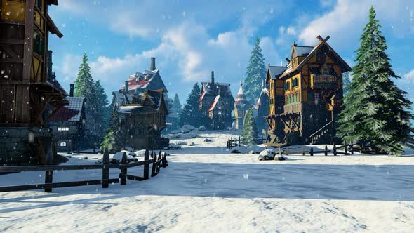 Fairy town in winter alt