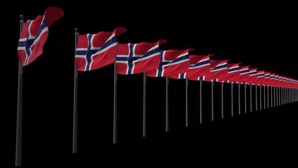 Row Of Norway Flags With Alpha 2K