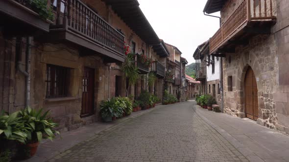 Walking in Medieval Village of Cartes Cantabria Spain