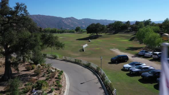 Epic Scenery from a Drone with a Pullback Through the American (USA) and California Flags