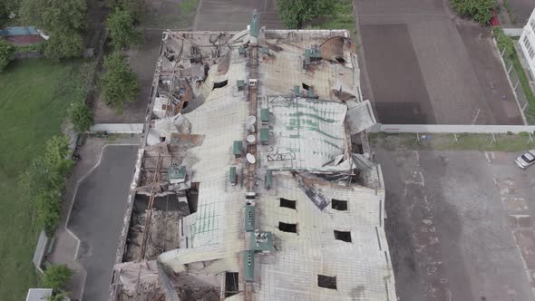 Ukraine  Building Destroyed By the War in Stoyanka Bucha District