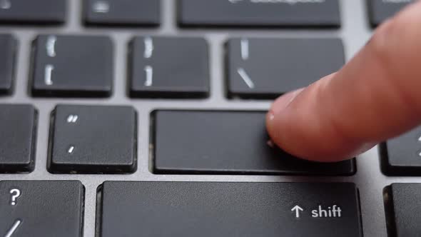 Enter Button Long Pressing a Lot of Times on Keyboard Laptop Keyboard Close Up