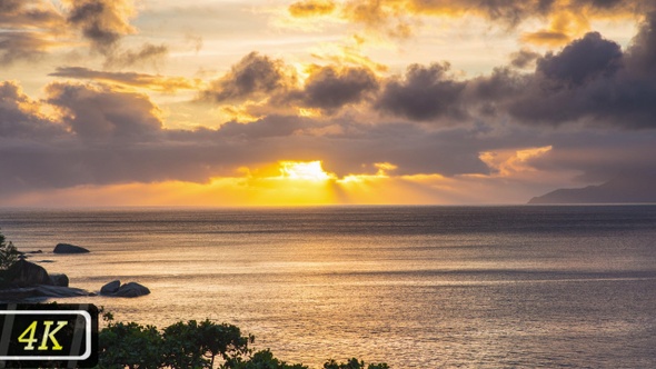 Sunset Over the Ocean on Seychelles