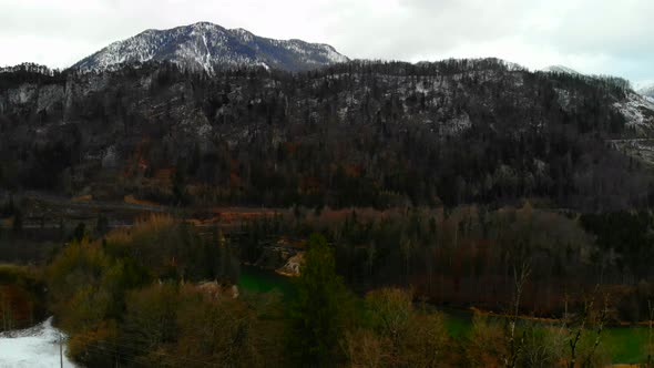 Beautiful view on an lake with snow in Upper Austria