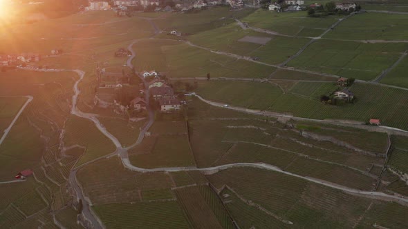 Aerial of beautiful Swiss countryside