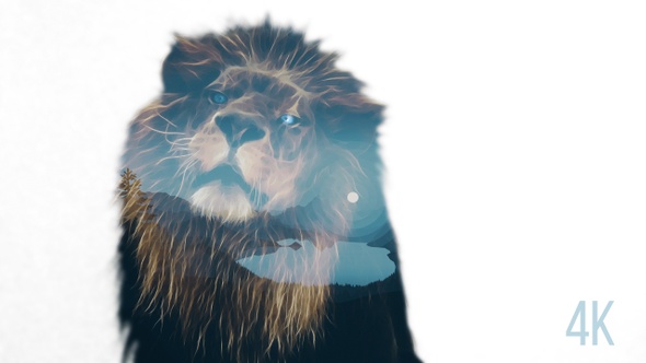 Lion Double Exposure