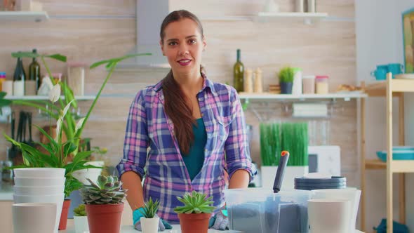 Florist Woman Looking at Camera