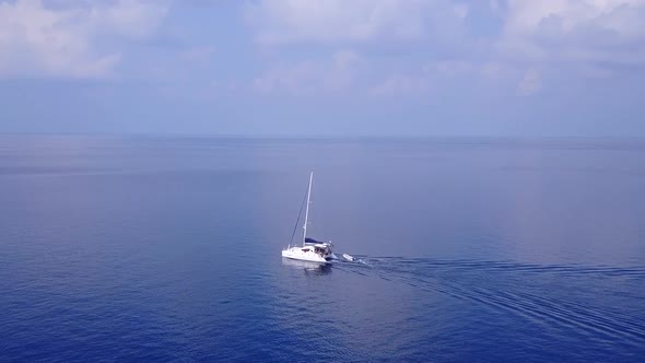 Aerial view sky of lagoon beach voyage by blue lagoon and sand background