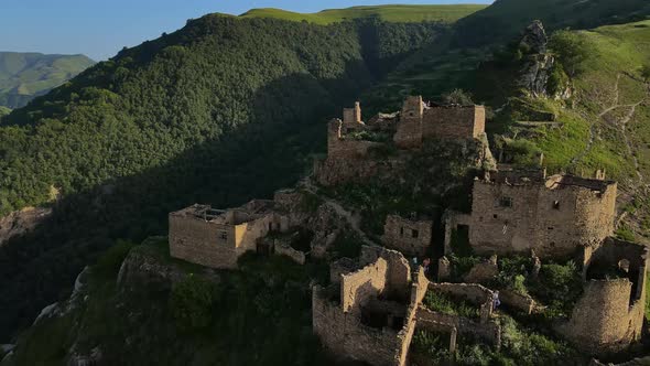 Medieval Stone Ruins of the Ancient Village on the Top of the Mountain