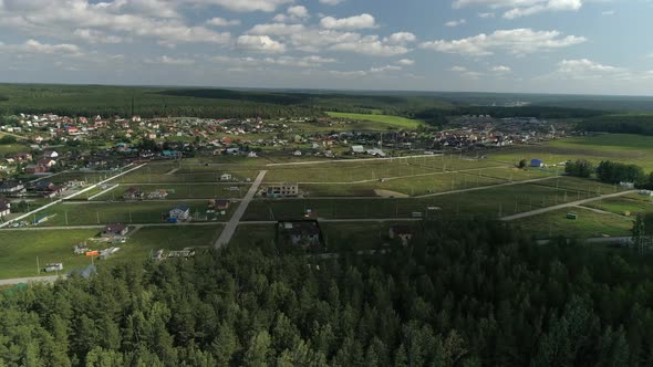 Aerial view of construction houses in new cottage village 30