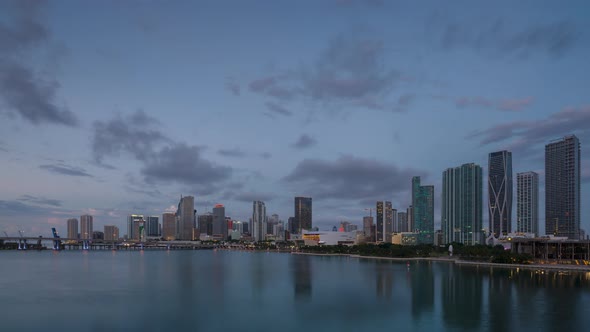 Downtown Miami in Night to day time lapse