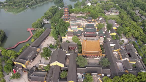 Aerial Jinshan Temple in China, Asia