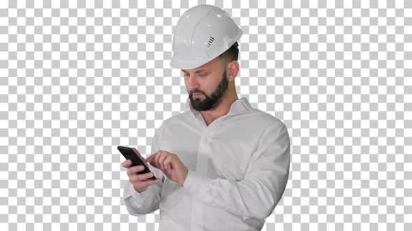 Smart engineer in white shirt and safety, Alpha Channel