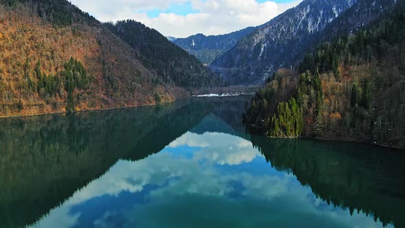 Beautiful Alpine Lake Ritsa Between the Mountains