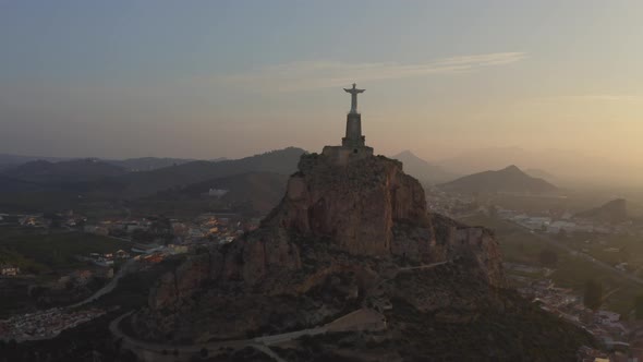 The Ruins of the Monteagudo Castle With the Christ of Monteagudo on the Peak