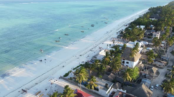 Aerial View of the Beach on Zanzibar Island Tanzania Slow Motion