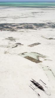 Tanzania  Vertical Video of Low Tide in the Ocean Near the Coast of Zanzibar Slow Motion