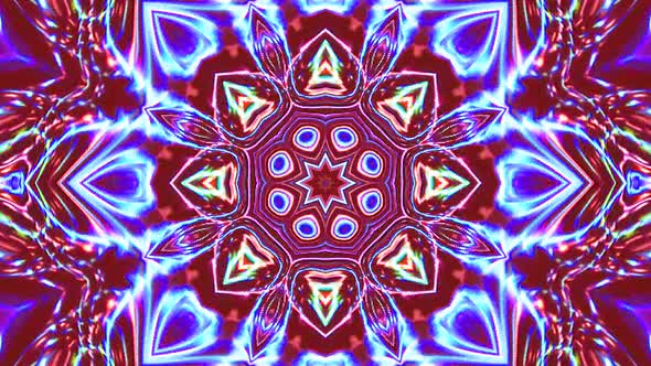 Abstract Kaleidoscope pattern with red colors. Magic mandala. 4k